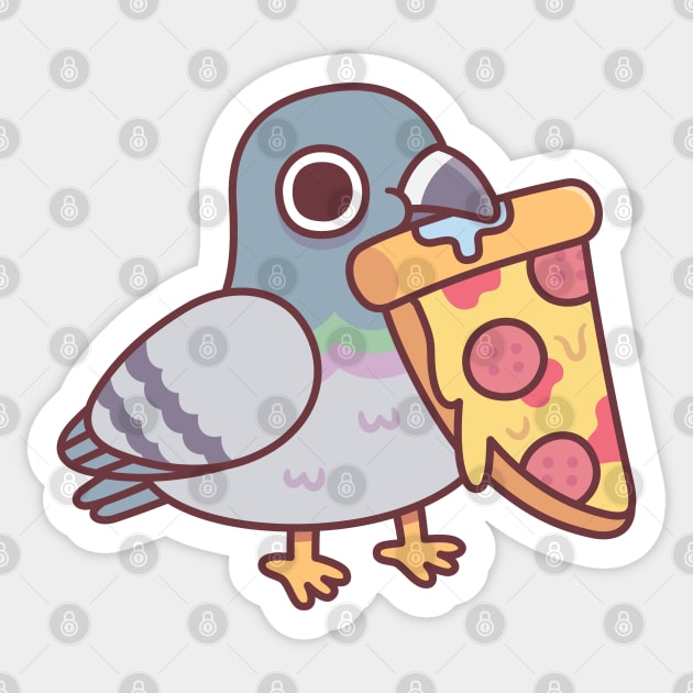 Cute Pigeon With Pepperoni Pizza Slice Sticker by rustydoodle